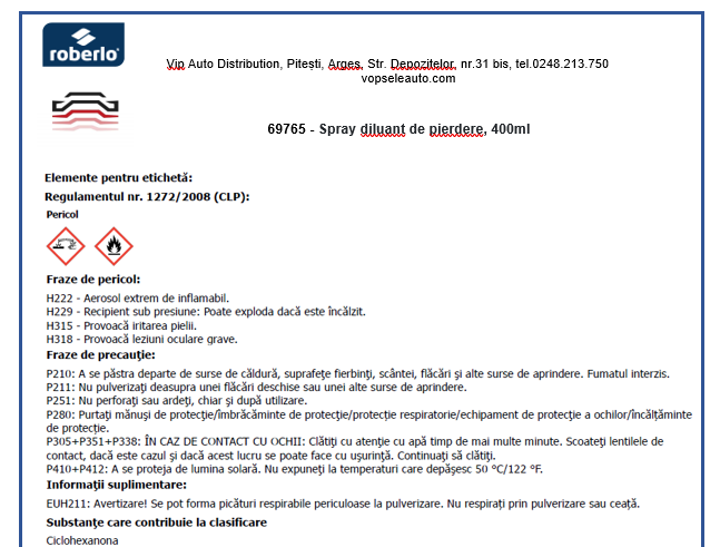 Spray blender aditiv, 400ml, Roberlo